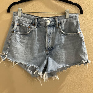 AGOLDE Parker Distressed Denim Cutoff Button Fly Festival Shorts Size 25